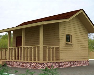 Проект бани с террасой 5x5