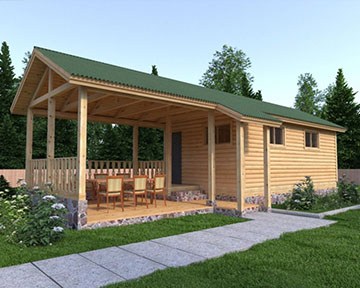 Проект бани с верандой 13x4